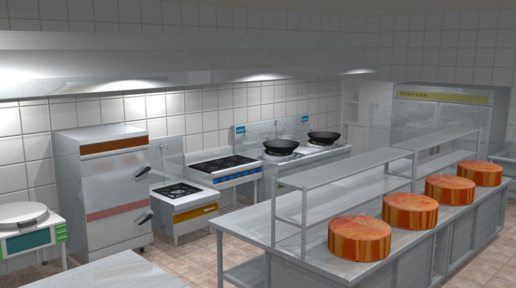 廚房3D效果圖2 職工食堂廚房設備布置圖
